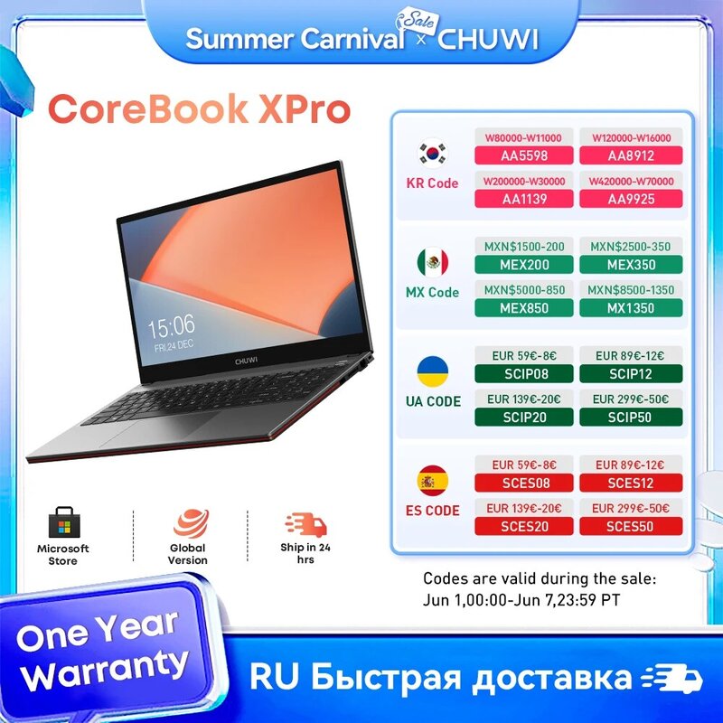 CHUWI CoreBook XPro Gaming Laptop i5-1235U 10 rdzeni Laptop gamer 15.6 "ekran FHD 16GB RAM 512GB SSD komputer przenośny