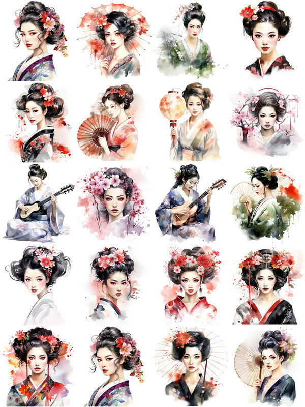 ملصقا السيدات اليابانية ، DIY بها بنفسك الحرفية ، ألبوم سكرابوكينغ ، مجلة غير المرغوب فيه ، ملصقات الزخرفية ، 20 قطعة لكل حزمة