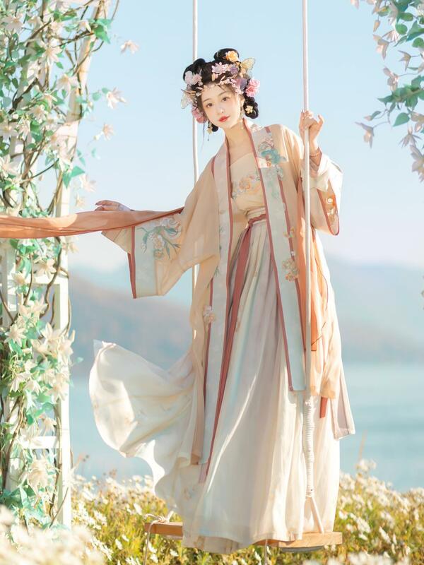 Hanfu Cina Tradisional Ditingkatkan Set gaya Oriental elegan Cosplay wanita dinasti lagu tarian rakyat gadis peri Hanfu Set Gaun