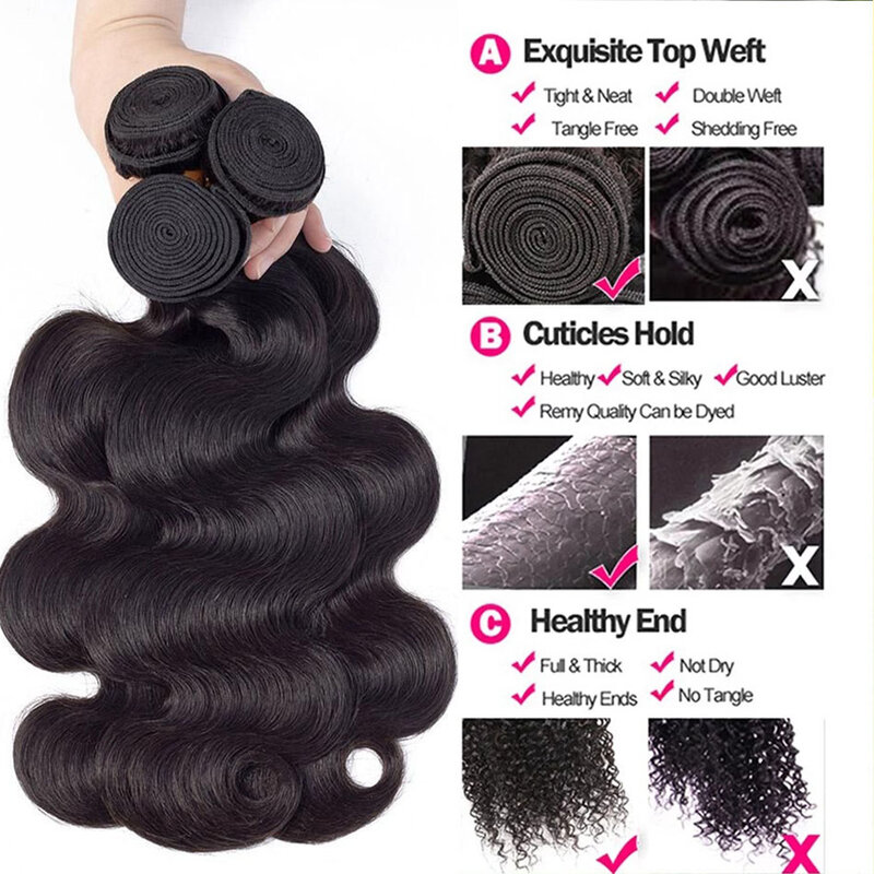 Extensiones de cabello humano ondulado para mujer, mechones de cabello brasileño ondulado, Remy, 1/3/4 piezas, 30 y 32 pulgadas