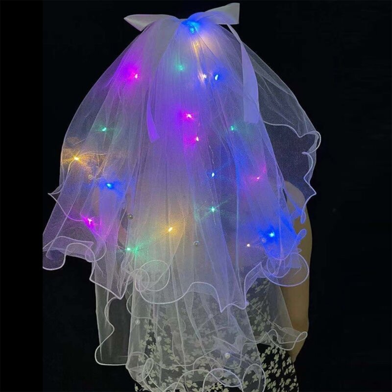 LED ilumina véu nupcial com coroas para mulheres, elegante e bonito, festa de casamento, acessórios para cabelo, novo, 2023