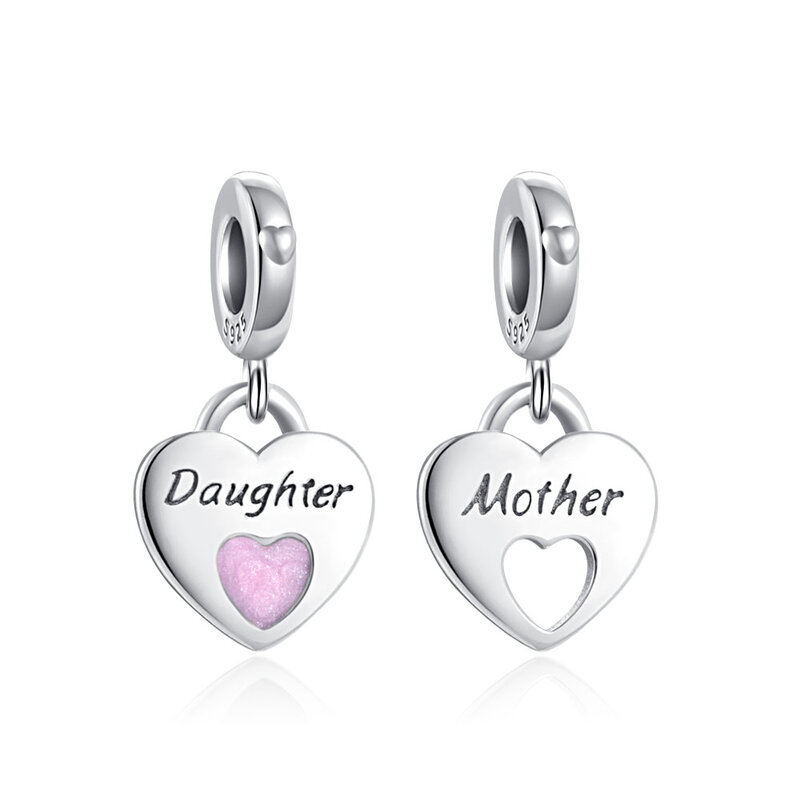 New Family Mom Daughter Charm Pink Crown Pendant Love Clip Bead 925 Sterling Silver Fit Original Pandora Bracelet DIYJewelry For