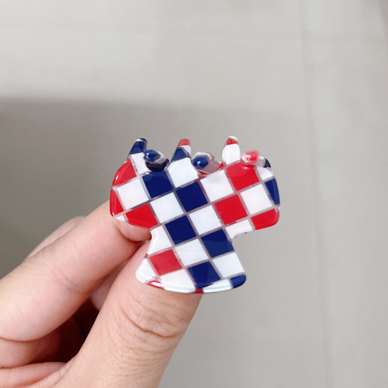 2pcs Mini Acetic Acid Small Hair Claw For Women 2022 Girls Simple Checkerboard Hairgrips Geometric Fashion Hair Accessories Gift