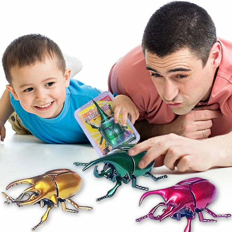 Plastikowy Cement nakręcany chrząszcz zabawki symulowane realistyczne figurki owadów złoty/zielony zabawki do robienia sztuczek kreskówka dla dzieci prezent