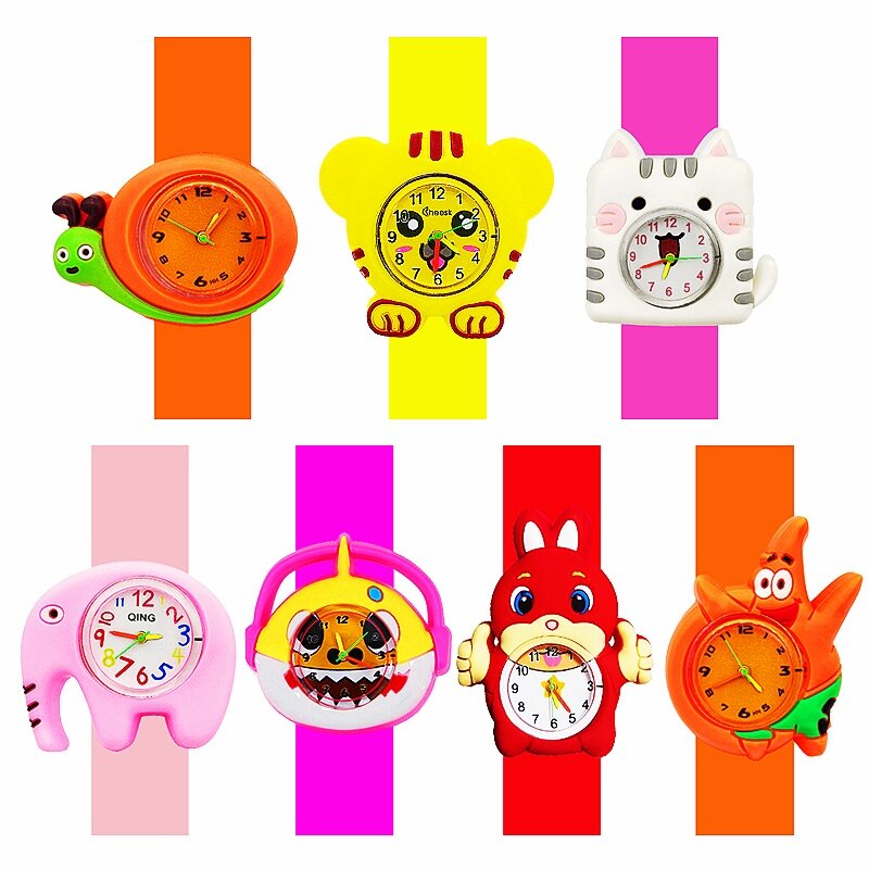 Factory Wholesale Cartoon Children Watch Baby Learn Time Toy Kids Slap Watches Boys Girls Christmas Gift for Kid Aged 2-15
