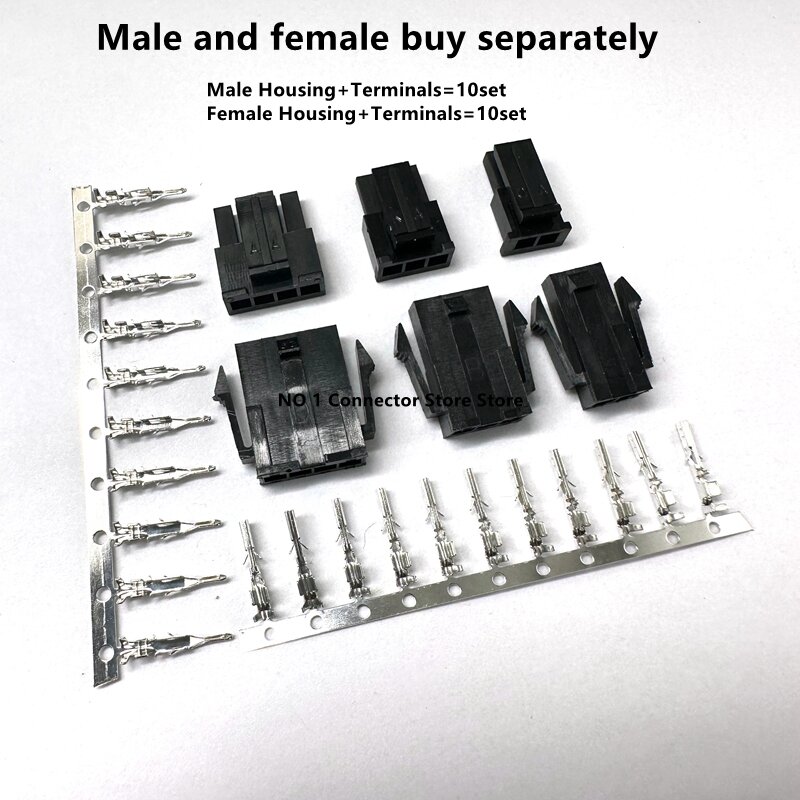 10set Mini 5557/5559 3.0mm  Pitch Connector Single Row Male/Female Housing+ Terminals 43645/43640 Micro-Fit 2/3/4/5/6Pin