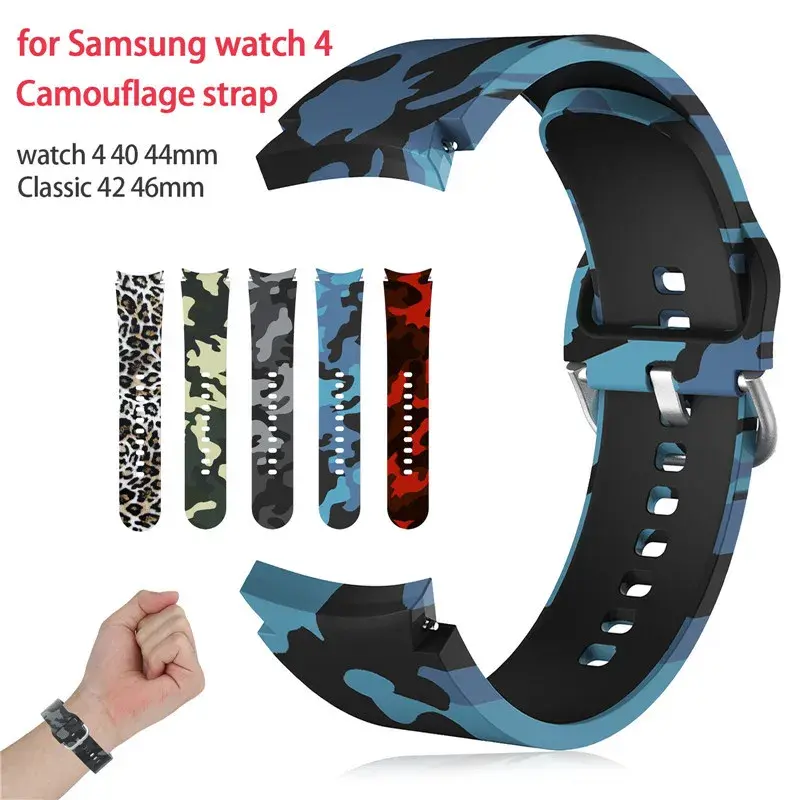 Pulseira de Silicone para Samsung Galaxy Watch, Watch 5 Pro, 4 Classic, 46mm, 42mm, 44mm, 40mm, pulseira de substituição, 20mm