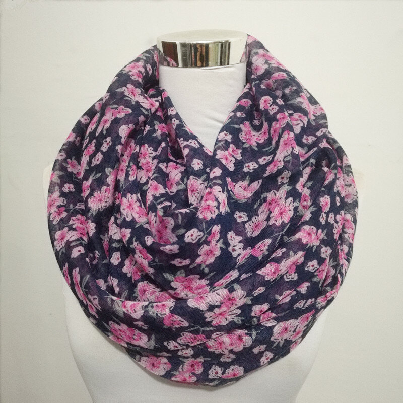 送料無料花リングスカーフ女性の春ファッション軽量多彩な無限大のスカーフヘッドワープ