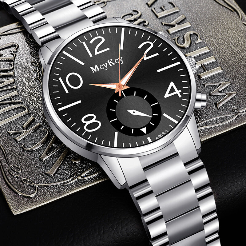 2022 simples masculino pulseira de aço quartzo relógios analógico relógio de pulso novo