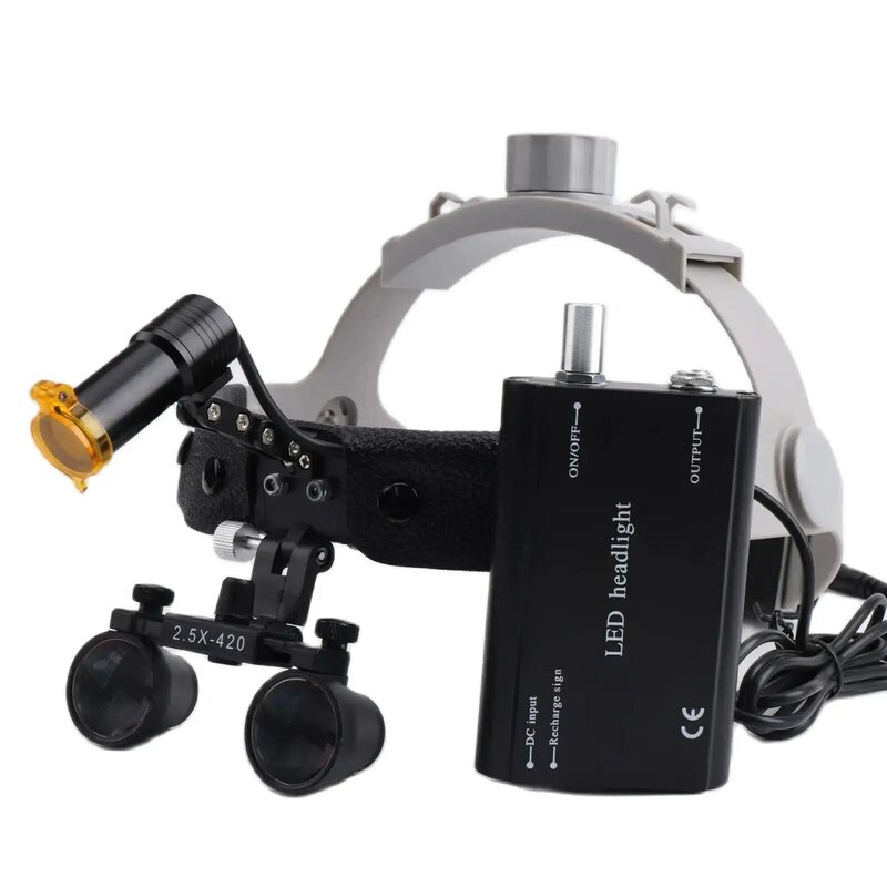 2.5X Surgical Loupes Medical Magnifier With Dental Headlight 5W Headlamp Out Link Battery For Dentist General Surgery
