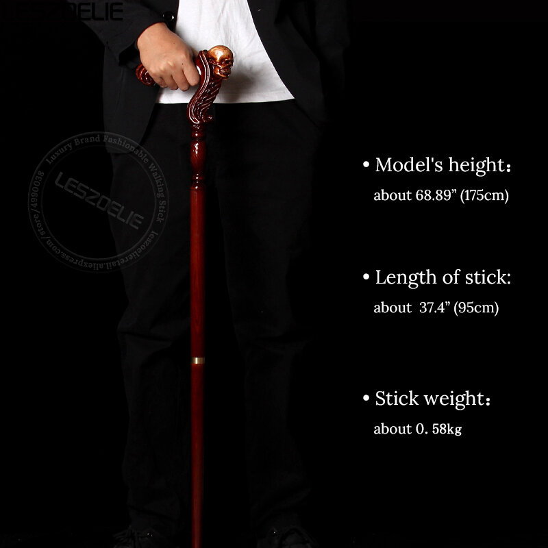 95cm 스컬 헤드 독일 너도밤나무 나무 워킹 스틱 남성용, 패션 분리형 워킹 지팡이 여성용 우아한 워킹 스틱