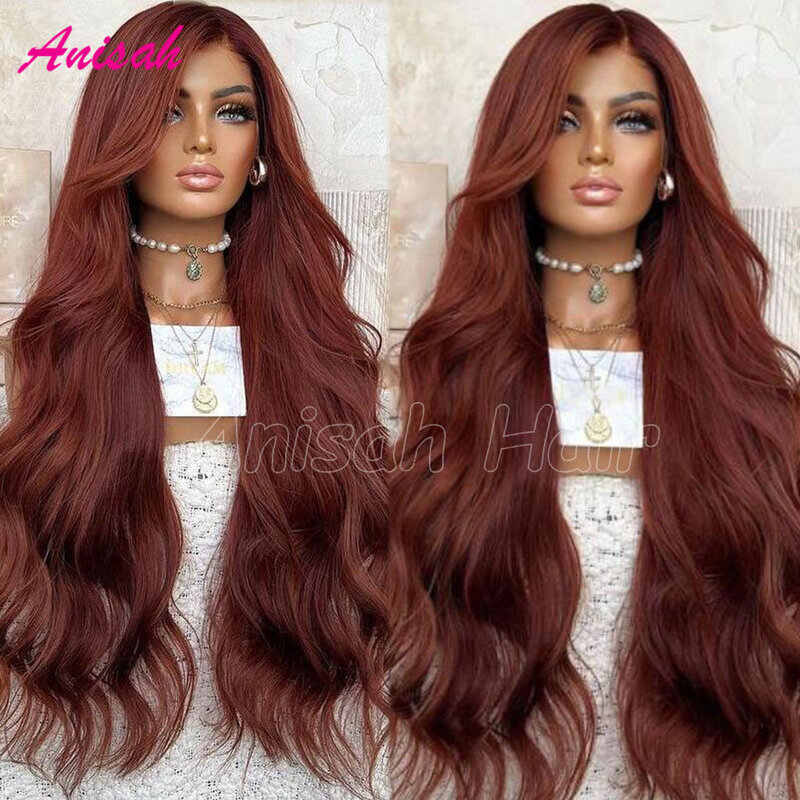 Raw Remy Hair 13x4 Body Wave Lace Front Human Hair Wigs Reddish Brown Wigs Human Hair Lace Frontal Pre Plucked for Women