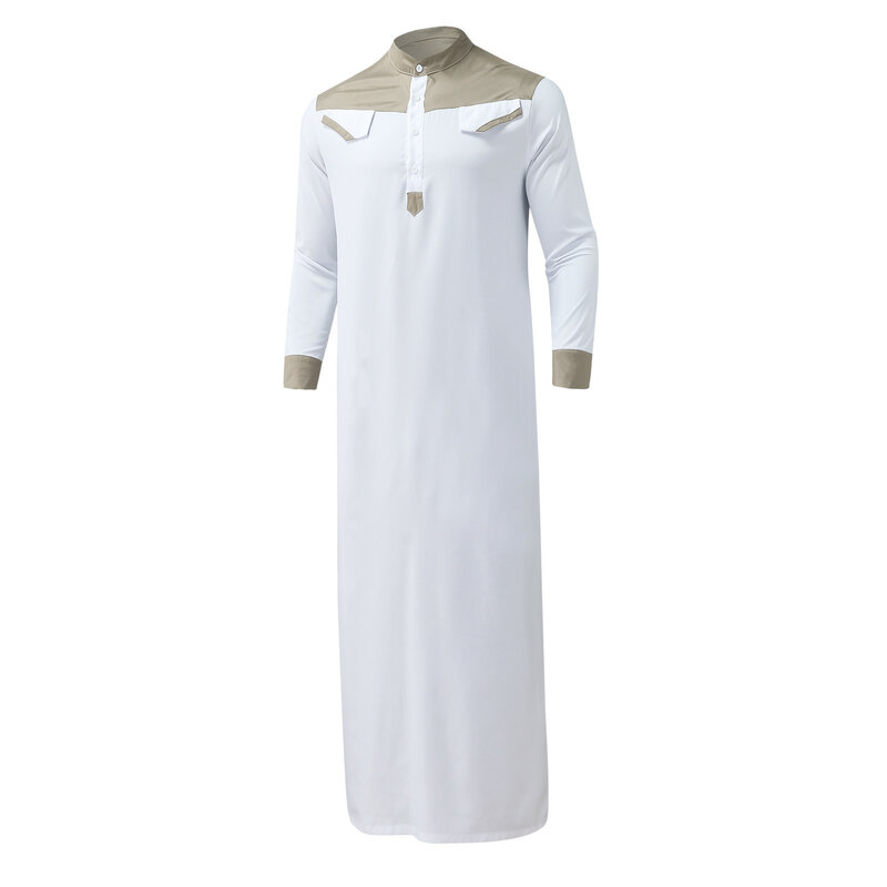 Uomo Casual allentato musulmano Thobe abbigliamento confortevole manica lunga arabo saudita caftano Jubba lavastoviglie lunga tunica caftano Top Robe