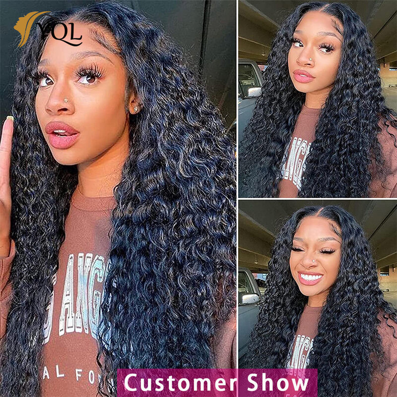 250 Density 32 Inch Transparent 13x4 Lace Front Human Hair Wig Brazilian Water Wave Remy 4x4 Lace Closure Wig For Women