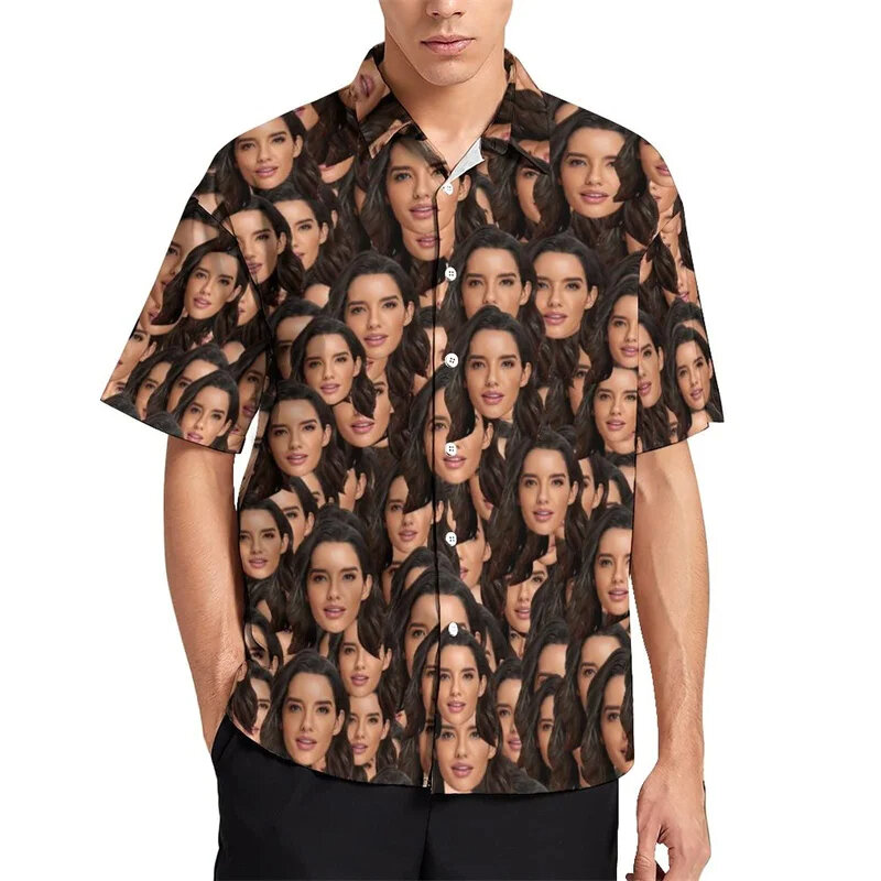 Hawaiian Shirts Portraits Leaves Men's Clothing 3d Printed Graphic Shirt For Men Oversized T-Shirt Beach Fashion Lapel Tops