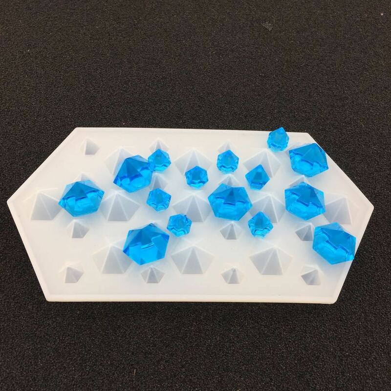 Molde de silicona epoxi de cristal para joyería, colgante de diamante grande y pequeño, molde de resina para collar y pendientes, DIY