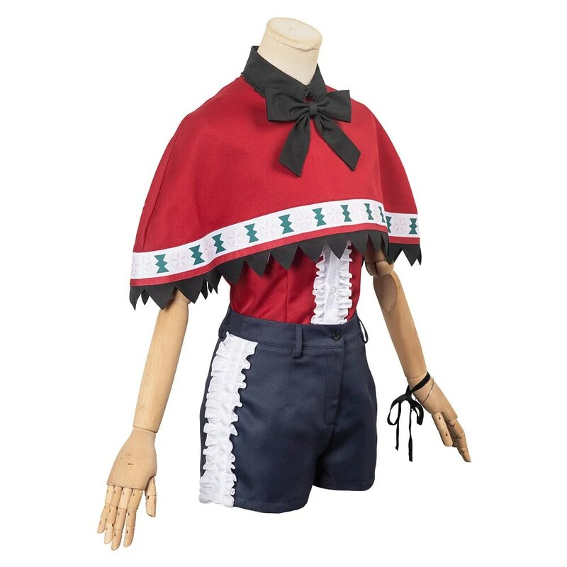 Disfraz de Cosplay de Anime OSHI NO KO memm Cho para mujer, traje de canto rojo, trajes de escenario, pantalones cortos con capa, medias, traje de fiesta de Halloween