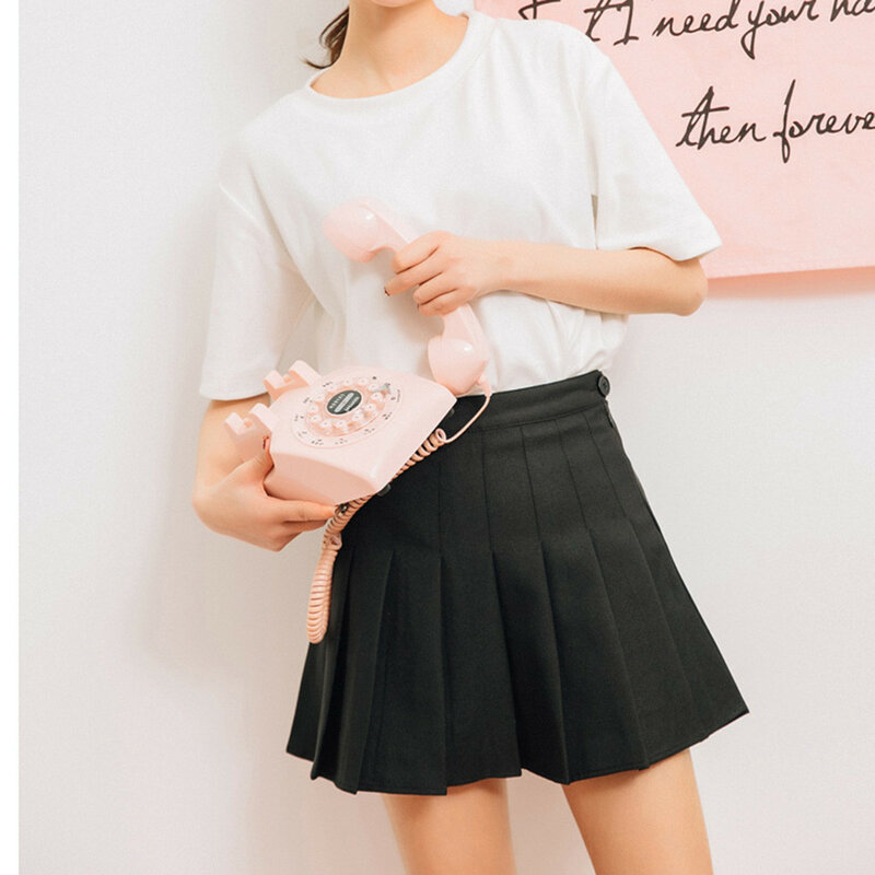 Faldas plisadas de Color liso para mujer, minifalda corta de cintura alta con cremallera, estilo escolar JK, A la moda para estudiantes