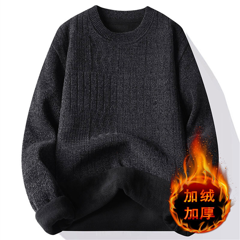 Новинка, мужской свитер с круглым вырезом, пуловер оверсайз, зимние толстые теплые вязаные Модные мужские осенние повседневные вязаные пуловеры