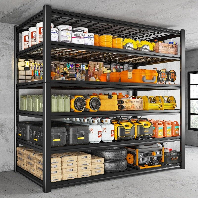 Estantería de garaje, estantes de almacenamiento de garaje de 6 niveles, resistente, carga de 3500LBS, estantería Industrial