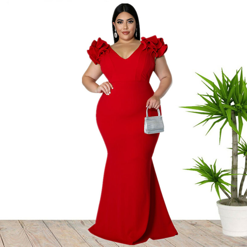 Plus Size Solid Color Summer Casual Party Dresses For Women Wholesale China