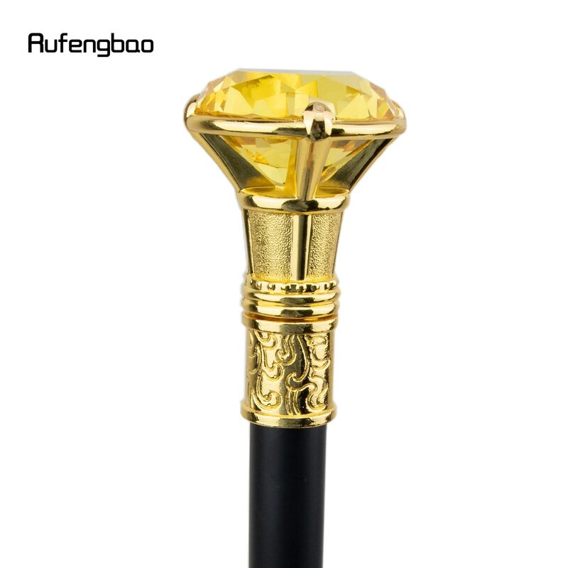 Yellow Diamond Type Golden Walking Cane Fashion Decorative Walking Stick Gentleman Elegant Cosplay Cane Knob Crosier 93cm
