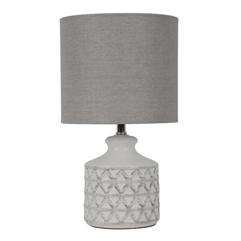 Lampe de table en céramique tissée de diamant avec ampoule LED, DistMurcia White, Better Homes & HP