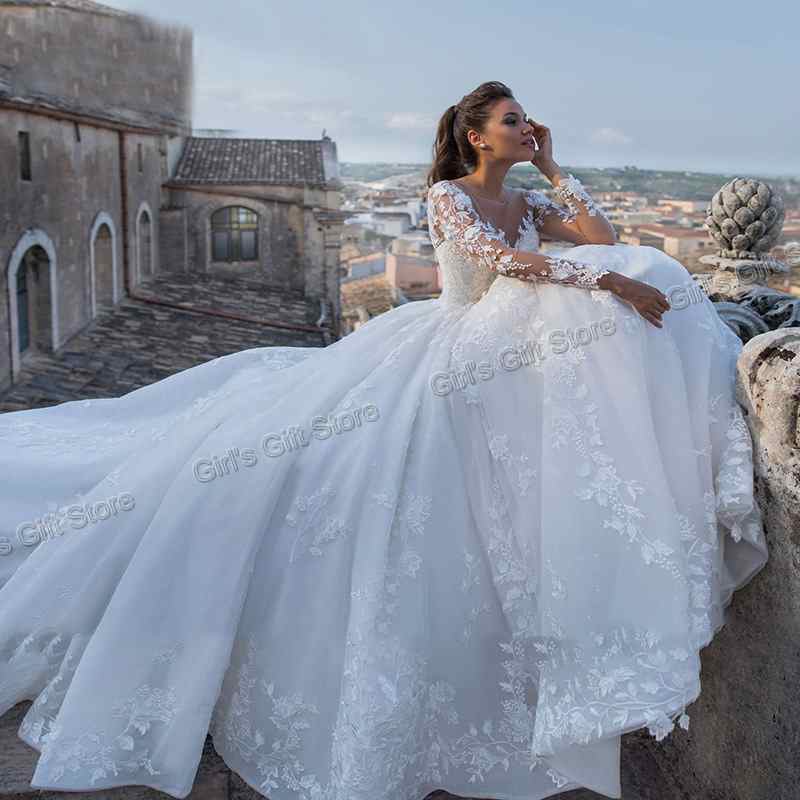 Elegantes Hochzeits kleid für Frauen Perlen Spitze Applikation sexy V-Ausschnitt Prinzessin Brautkleider vestidos de novia anpassen