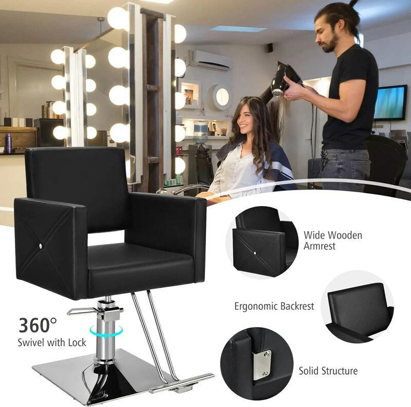 Krzesło do salonu Giantex, krzesło fryzjerskie z wytrzymała pompą hydrauliczną, z regulacją wysokości, obrotowe Spa sprzęt kosmetyczny o 360 °, makijaż Ha