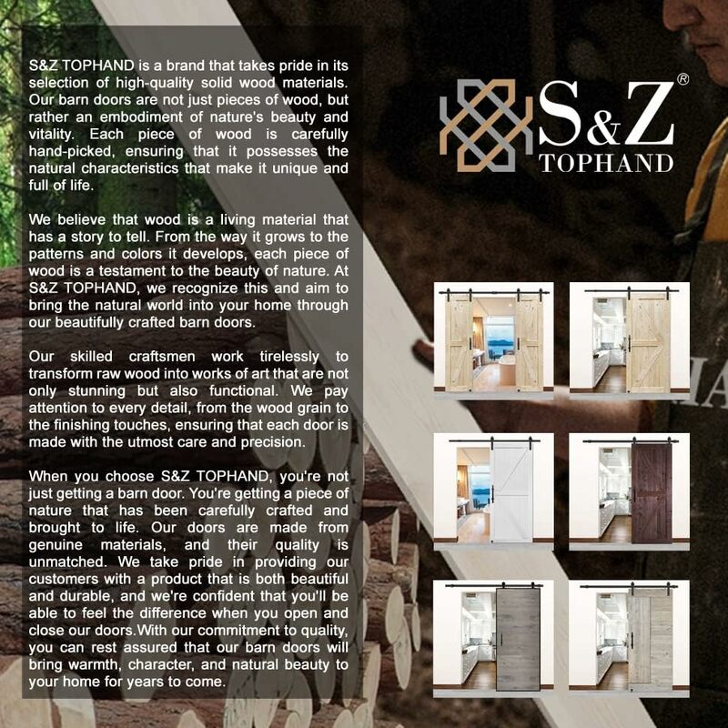 S&Z TOPHAND 24 in. x 84 in. Double Unfinished British Brace Knotty Barn Door (24x2, Door+J Shape)