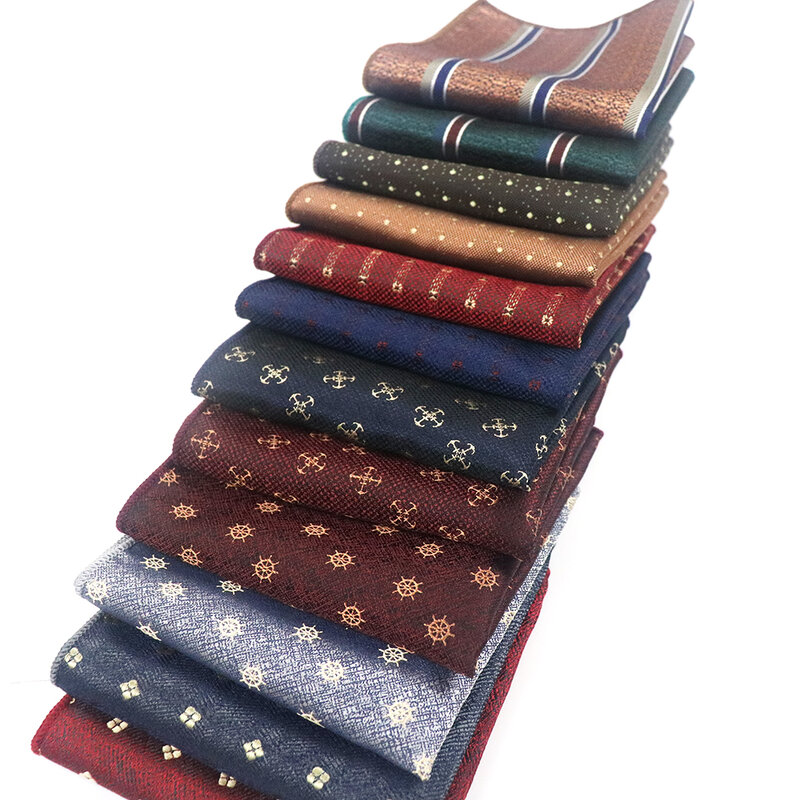 Formale Sommer 22CM Business Dot Gestreiften Taschentuch Navy Polyester Tasche Platz Männer Vintage Hanky Krawatten Sets Anzug Zubehör