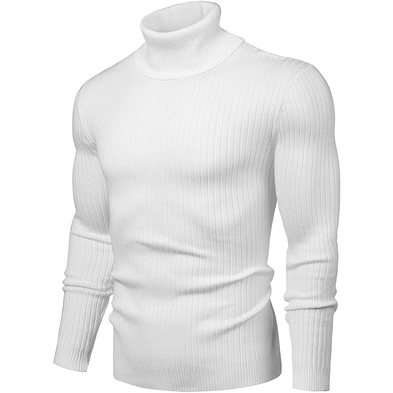 Suéter monocromático de gola alta com padrão torcido masculino, pulôver slim fit, capuz casual, Natal, outono e inverno