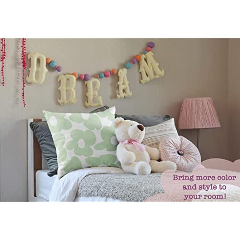 Deense Pastel Room Decor - Pastel Preppy Esthetische-Sage Groen Daisy Bloem Sierkussen Cover