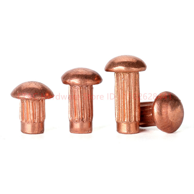 Remaches de cobre sólido moleteados para placa de nombre, 10-50 piezas, M2, M2.5, M3, M4, GB827