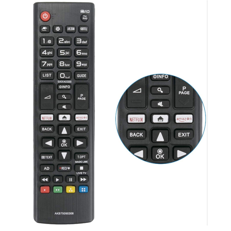 ABS Controle Remoto AKB75095308 para LG Smart TV, 433MHz, Alta Qualidade