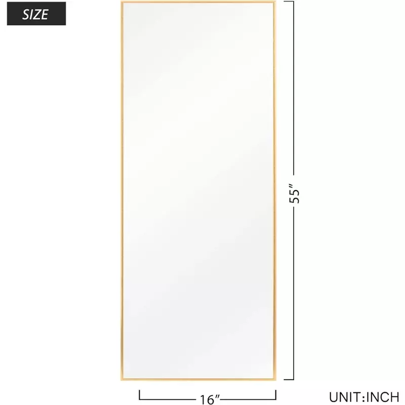 กระจกเต็มพื้นที่ขนาดใหญ่พร้อมกระจกตั้งสำหรับแต่งห้องนอน (สีทอง71 "X 28") ขนส่งฟรีกระจกบอดี้ LED ห้องนั่งเล่น