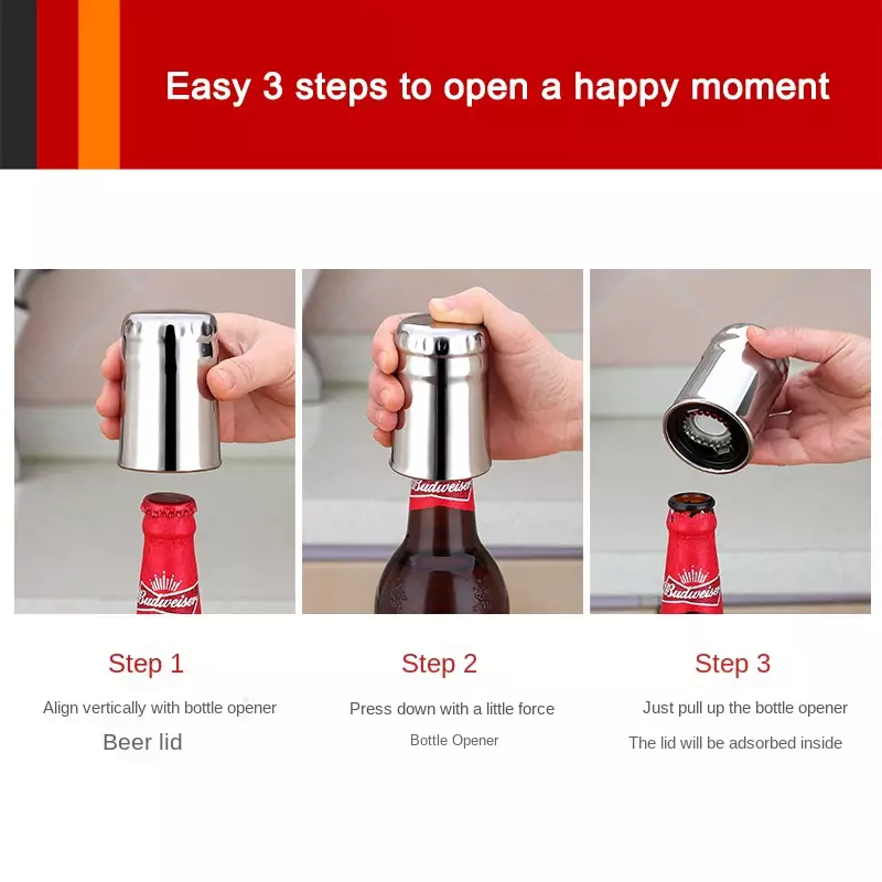 Автоматическая открывалка для пива из нержавеющей стали, многофункциональный креативный пресс, открывалка для бутылок без маркировки