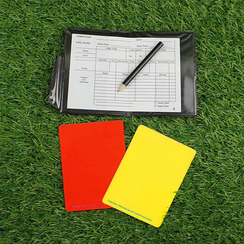 Dla sędziego piłkarskiego piłki nożnej karta zestaw ostrzeżenie sędzia czerwone i żółte kartki z arkuszami wyników portfela akcesoria do notebooków