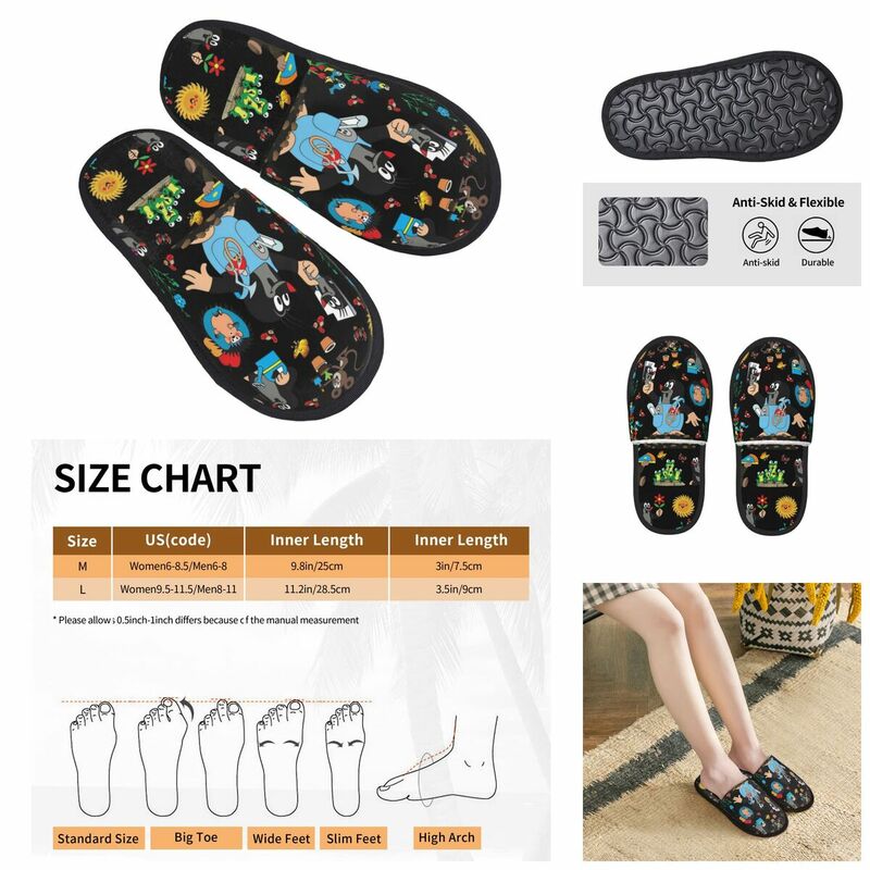 Zapatillas de interior peludas con estampado 3D para hombres y mujeres, zapatillas antideslizantes especiales acogedoras, Krtek Little Maulwurf