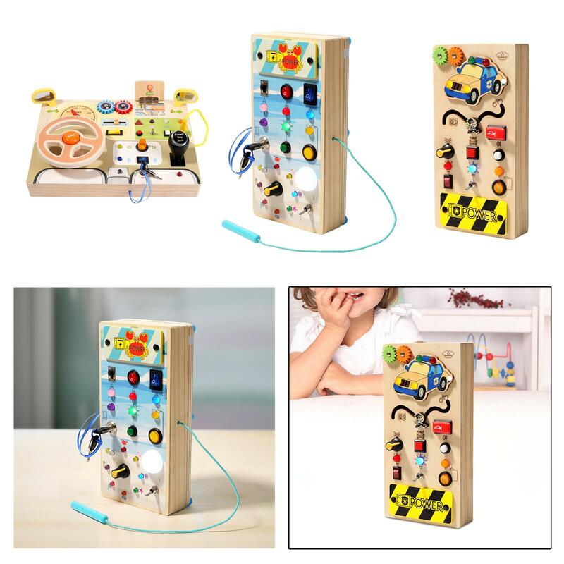 Circuit Busy Board with Light Wooden Sensory Board for Preschool Kids Travel
