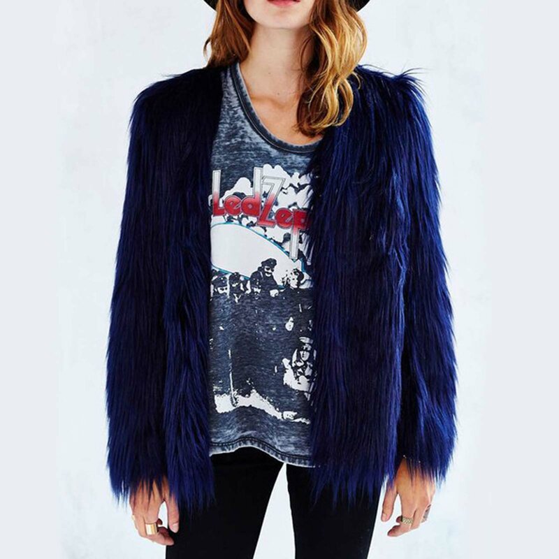 Damen Langarm Kunst pelz Mantel Nachahmung Pelz Kleidung Winter Outwear Mantel für einen schicken Winter-Look