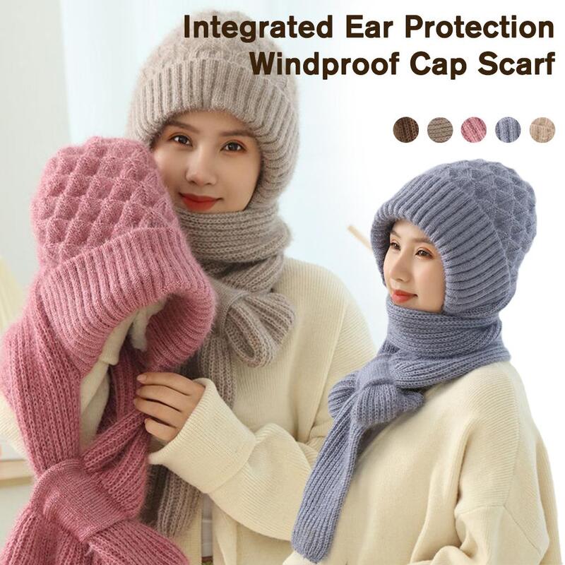 Sciarpa per cappelli lavorata a maglia invernale Set sciarpa per la protezione dell'orecchio a prova di freddo berretti per ragazze caldi berretti da ciclismo antivento per donna all'aperto