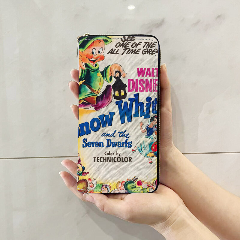 Disney Princess snow white W7410 Anime Briefcases Wallet Cartoon Zipper Coin Bag Casual Purses Card Storage Handbag Unisex Gift