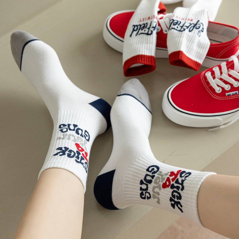Calcetines cortos de algodón con letras de tubo para mujer, medias gruesas de estilo bohemio, hípster, Edición especial