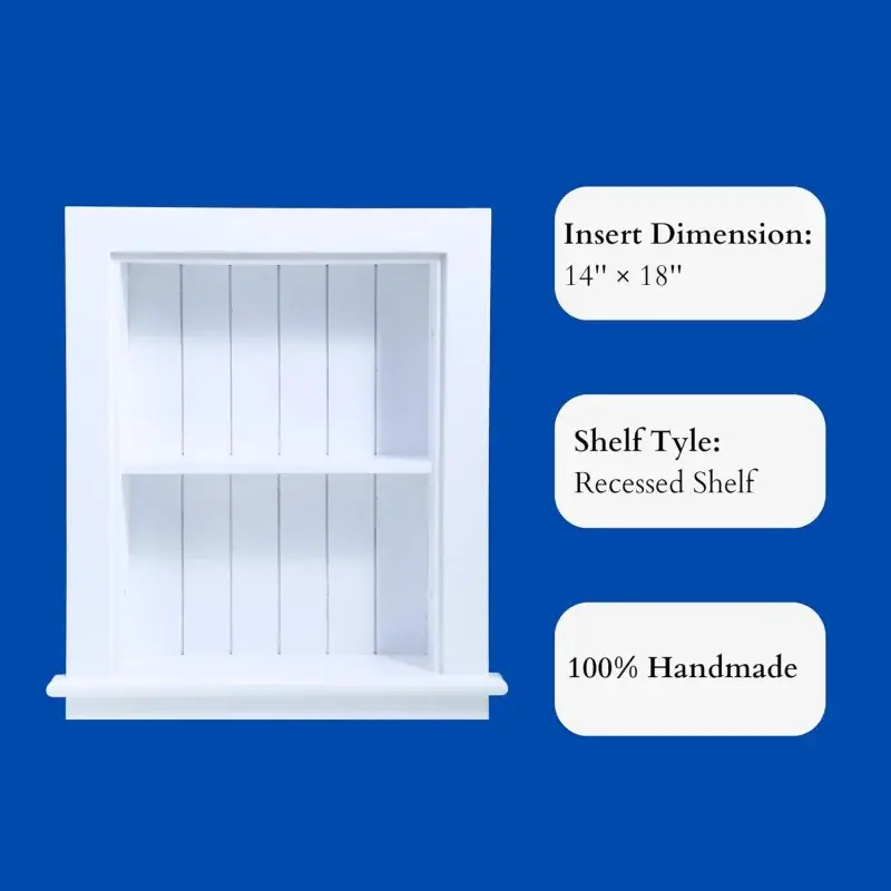 14x18 Medicine Cabinet Recessed, Wall Niche, Bathroom Wall Wall Cabinet, 3-tier, Between Studs Shelving for Drywall, White