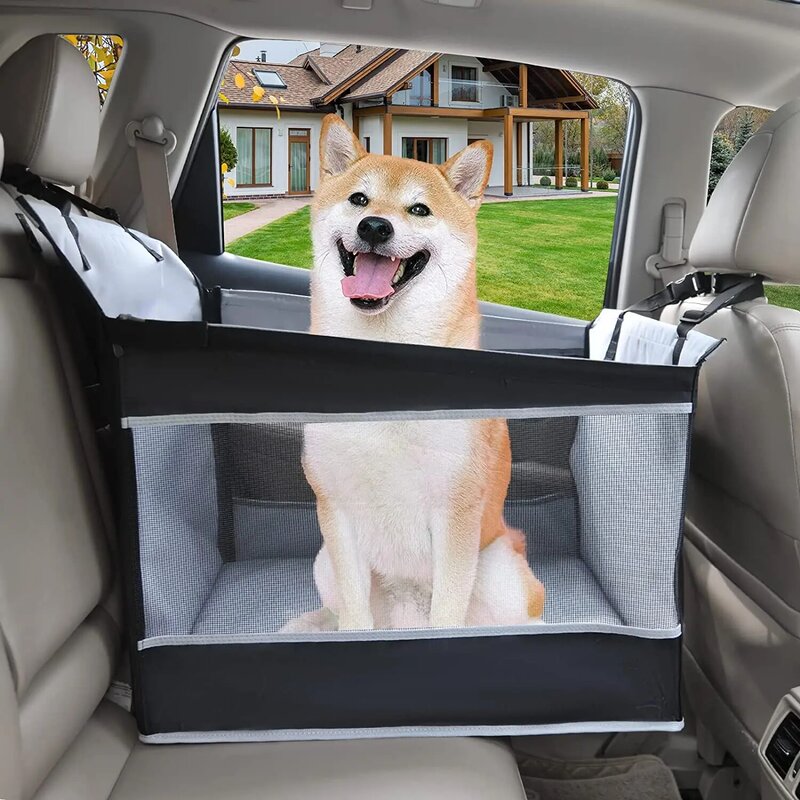Elevador de asiento de coche plegable para mascotas, bolsa de transporte de viaje para exteriores, cama para perros