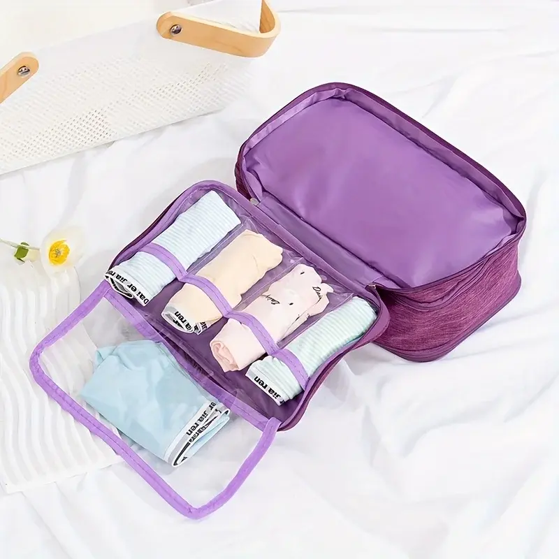 Bolsa de almacenamiento de ropa interior de viaje, bolsa de aseo portátil, organizador de sujetador y lencería