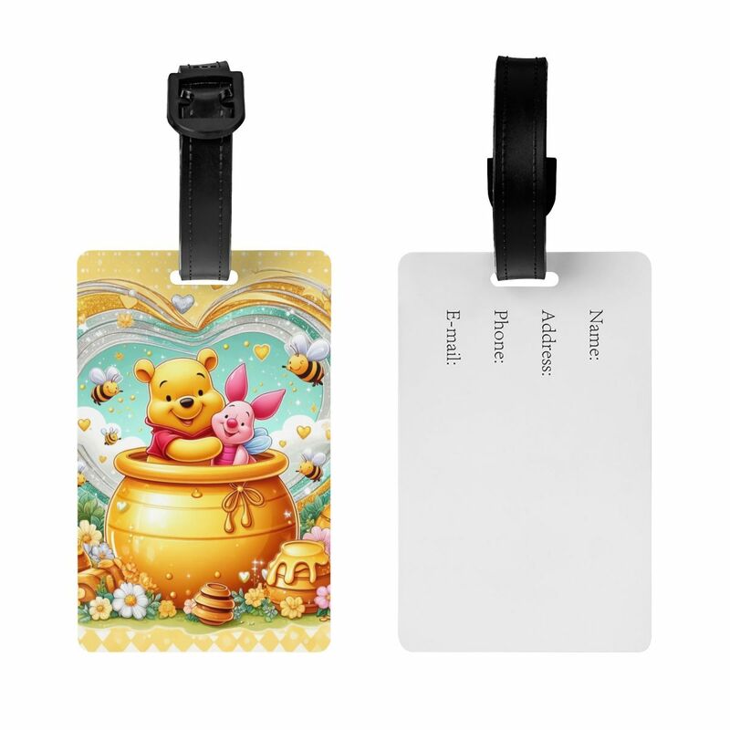 Custom Winnie The Pooh Luggage Tag for Travel Suitcase Privacy Cover Name ID Card