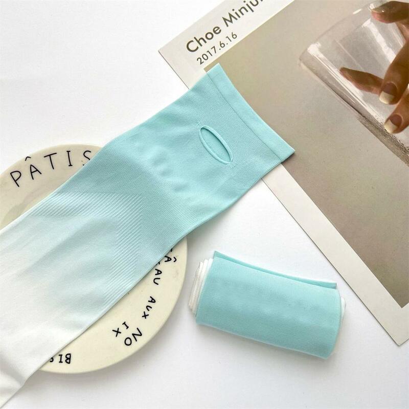 Mangas compridas de seda gelo para mulheres, tecido super elástico, alongamento livre, forma e condicionamento físico, à prova de ultravioleta, 1pc