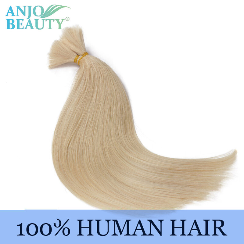 Extensions de Cheveux Naturels Lisses Blonds, 12 à 28 Pouces, pour Tressage, Sans Trame